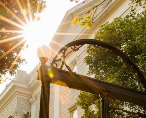 The Arch backlit by the sun